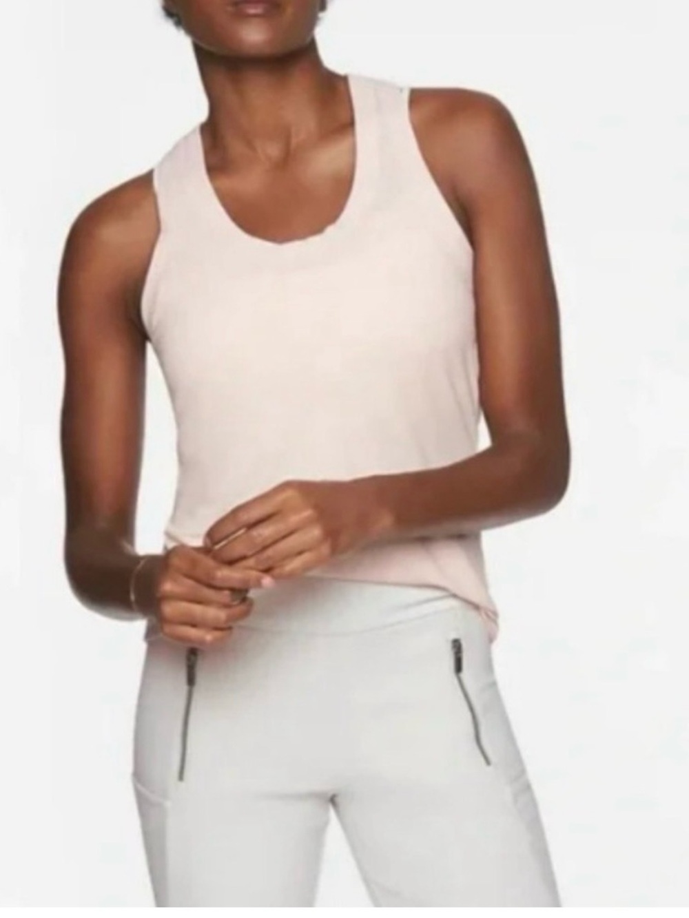 Athleta Topanga Mesh Detail Racerback Tank in Pale Pink M - Picture 2 of 9